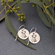 Earrings | Aussie Bush | Koala Disc Earrings | Sterling Silver